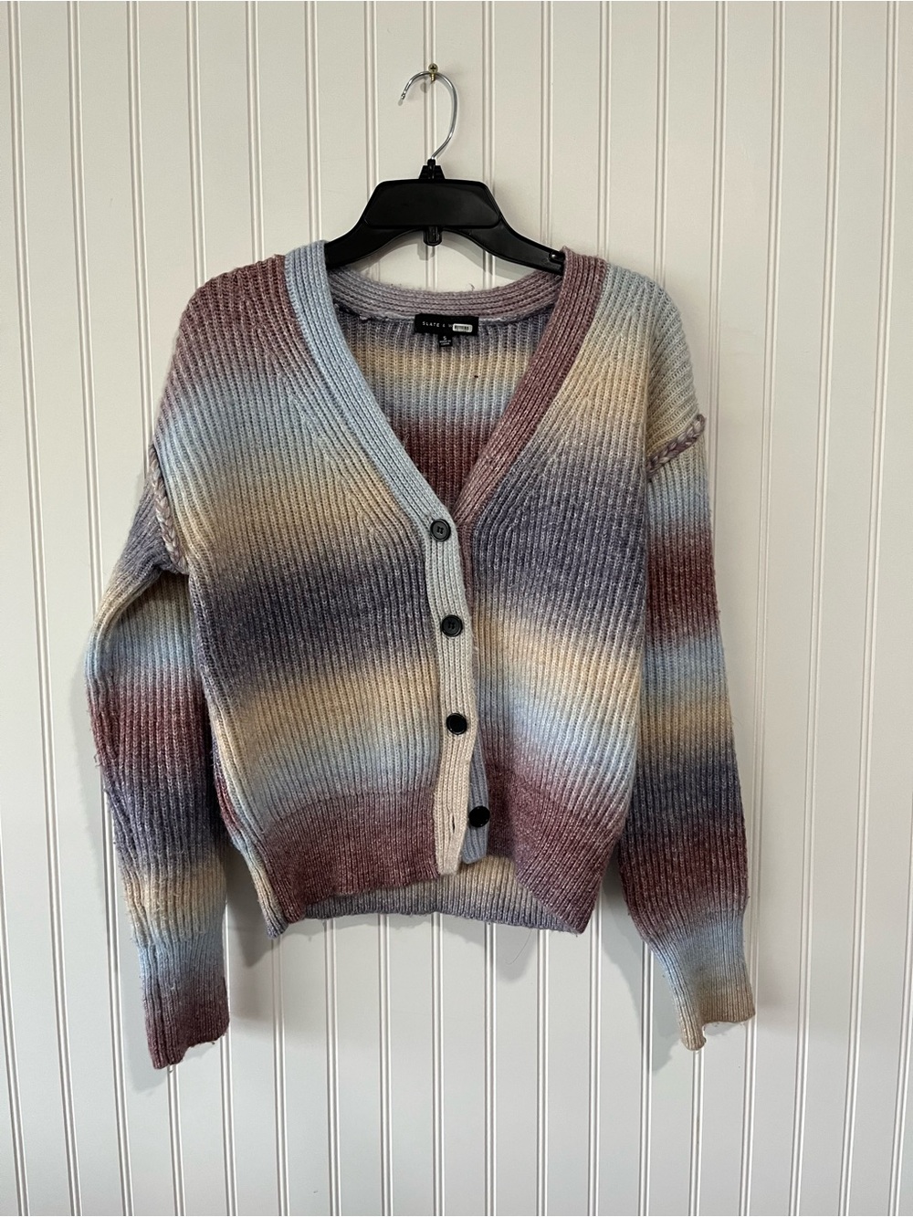 Gradient Ribbed Button-Front Cardigan Sweater - Pastel Multi - Picture 6 of 8